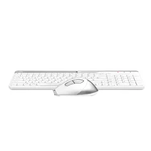 A4Tech FB2535CS Bluetooth & 2.4GHz Wireless Keyboard and Mouse Combo Set, Multi-Device Connectivity, Silent Click Mouse, Adjustable DPI Control, Compact Keyboard Design, lcy White Edition