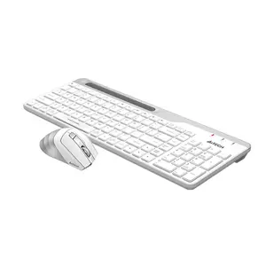 A4Tech FB2535CS Bluetooth & 2.4GHz Wireless Keyboard and Mouse Combo Set, Multi-Device Connectivity, Silent Click Mouse, Adjustable DPI Control, Compact Keyboard Design, lcy White Edition
