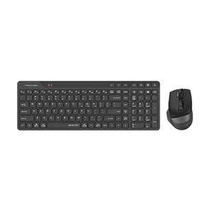 A4Tech FB2800C Air2 Bluetooth & 2.4GHz Wireless Rechargeable Keyboard and Mouse Combo Set, QuietKey Keyboard, Silent Click Mouse, USB Type-C Charging, Desk + Air Dual Function, Black Edition