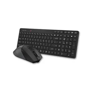 A4Tech FB2800C Air2 Bluetooth & 2.4GHz Wireless Rechargeable Keyboard and Mouse Combo Set, QuietKey Keyboard, Silent Click Mouse, USB Type-C Charging, Desk + Air Dual Function, Black Edition