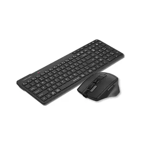 A4Tech FB2800C Air2 Bluetooth & 2.4GHz Wireless Rechargeable Keyboard and Mouse Combo Set, QuietKey Keyboard, Silent Click Mouse, USB Type-C Charging, Desk + Air Dual Function, Black Edition