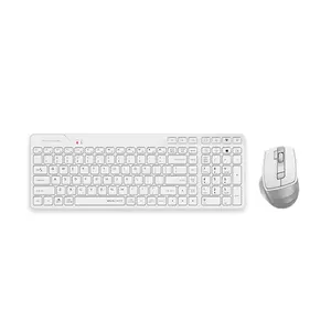 A4Tech FB2800C Air2 Bluetooth & 2.4GHz Wireless Rechargeable Keyboard and Mouse Combo Set, QuietKey Keyboard, Silent Click Mouse, USB Type-C Charging, Desk + Air Dual Function, White Edition