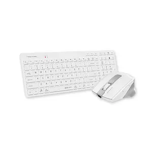 A4Tech FB2800C Air2 Bluetooth & 2.4GHz Wireless Rechargeable Keyboard and Mouse Combo Set, QuietKey Keyboard, Silent Click Mouse, USB Type-C Charging, Desk + Air Dual Function, White Edition