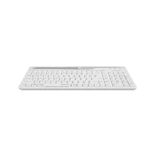 A4Tech FBK25 QuietKey Bluetooth & 2.4GHz Wireless Keyboard, Pair Up to 4 Devices, Low-Profile Chocolate Keycaps, Compact Layout, White Edition