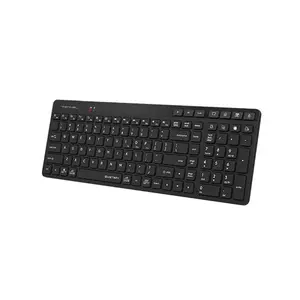 A4Tech FBK27C AS QuietKey Bluetooth & 2.4GHz Wireless Rechargeable Keyboard, Pair Up to 3 Devices, USB Type-C Charging, Low-Profile Chocolate Keycaps, Black 