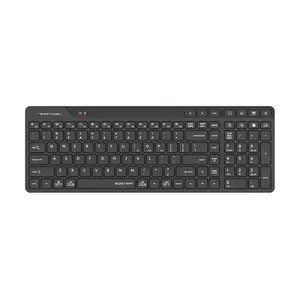 A4Tech FBK27C AS QuietKey Bluetooth & 2.4GHz Wireless Rechargeable Keyboard, Pair Up to 3 Devices, USB Type-C Charging, Low-Profile Chocolate Keycaps, Black 