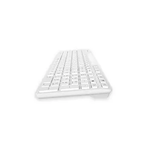 A4Tech FBK27C AS QuietKey Bluetooth & 2.4GHz Wireless Rechargeable Keyboard, Pair Up to 3 Devices, USB Type-C Charging, Low-Profile Chocolate Keycaps, White