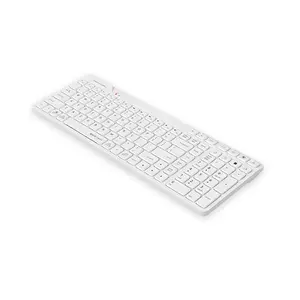 A4Tech FBK27C AS QuietKey Bluetooth & 2.4GHz Wireless Rechargeable Keyboard, Pair Up to 3 Devices, USB Type-C Charging, Low-Profile Chocolate Keycaps, White