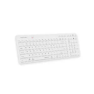 A4Tech FBK27C AS QuietKey Bluetooth & 2.4GHz Wireless Rechargeable Keyboard, Pair Up to 3 Devices, USB Type-C Charging, Low-Profile Chocolate Keycaps, White