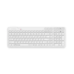 A4Tech FBK27C AS QuietKey Bluetooth & 2.4GHz Wireless Rechargeable Keyboard, Pair Up to 3 Devices, USB Type-C Charging, Low-Profile Chocolate Keycaps, White