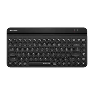 A4Tech FBK30 Mini QuietKey Bluetooth & 2.4GHz Wireless Keyboard, Switch Up to 4 Devices, Retro Round Keycaps, Integrated Tablet Cradle, Compact 86-Key Layout, Black Edition