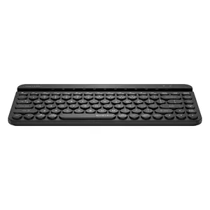 A4Tech FBK30 Mini QuietKey Bluetooth & 2.4GHz Wireless Keyboard, Switch Up to 4 Devices, Retro Round Keycaps, Integrated Tablet Cradle, Compact 86-Key Layout, Black Edition