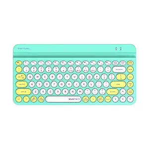 A4Tech FBK30 Mini QuietKey Bluetooth & 2.4GHz Wireless Keyboard, Switch Up to 4 Devices, Retro Round Keycaps, Integrated Tablet Cradle, Compact 86-Key Layout, Avocado Edition