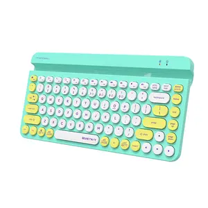 A4Tech FBK30 Mini QuietKey Bluetooth & 2.4GHz Wireless Keyboard, Switch Up to 4 Devices, Retro Round Keycaps, Integrated Tablet Cradle, Compact 86-Key Layout, Avocado Edition