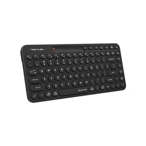A4Tech FBK36C AS QuietKey Mini Bluetooth & 2.4GHz Wireless Rechargeable Keyboard, Pair Up to 4 Devices, USB Type-C Charging, Compact Layout, Low-Profile Chocolate Keycaps, Black Edition