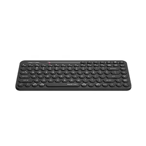 A4Tech FBK36C AS QuietKey Mini Bluetooth & 2.4GHz Wireless Rechargeable Keyboard, Pair Up to 4 Devices, USB Type-C Charging, Compact Layout, Low-Profile Chocolate Keycaps, Black Edition