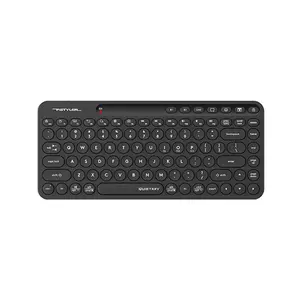 A4Tech FBK36C AS QuietKey Mini Bluetooth & 2.4GHz Wireless Rechargeable Keyboard, Pair Up to 4 Devices, USB Type-C Charging, Compact Layout, Low-Profile Chocolate Keycaps, Black Edition