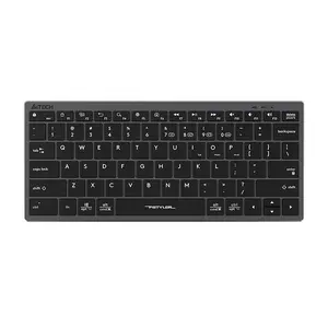 A4Tech FBX51C Mini Slim Bluetooth & 2.4GHz Wireless Rechargeable Keyboard, Switch Up to 4 Devices, Scissor Switch Keys, USB Type-C Charging, Compact Lightweight Design, Grey Edition