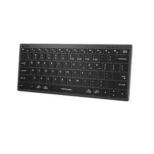 A4Tech FBX51C Mini Slim Bluetooth & 2.4GHz Wireless Rechargeable Keyboard, Switch Up to 4 Devices, Scissor Switch Keys, USB Type-C Charging, Compact Lightweight Design, Grey Edition