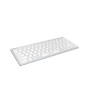 A4Tech FBX51C Mini Slim Bluetooth & 2.4GHz Wireless Rechargeable Keyboard, Switch Up to 4 Devices, Scissor Switch Keys, USB Type-C Charging, Compact Lightweight Design, White Edition
