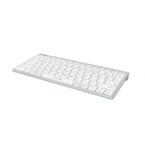 A4Tech FBX51C Mini Slim Bluetooth & 2.4GHz Wireless Rechargeable Keyboard, Switch Up to 4 Devices, Scissor Switch Keys, USB Type-C Charging, Compact Lightweight Design, White Edition
