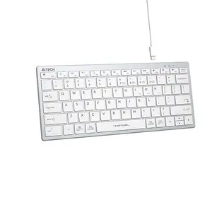 A4Tech FBX51C Mini Slim Bluetooth & 2.4GHz Wireless Rechargeable Keyboard, Switch Up to 4 Devices, Scissor Switch Keys, USB Type-C Charging, Compact Lightweight Design, White Edition