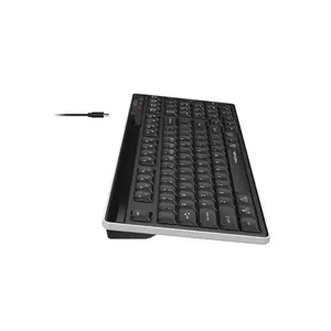 A4Tech FBX70C Bluetooth & 2.4GHz Wireless Rechargeable Keyboard, Switch Up to 4 Devices, 1000Hz Report Rate, 2.0mm Scissor Switch Keys, USB Type-C Charging, Black Edition