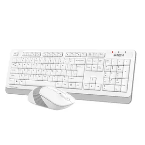 A4Tech FG1010S Multimedia 2.4GHz Wireless Keyboard and Mouse Combo Set, FGK10 Multimedia Keyboard, FG10S Silent Click Mouse, 2000 DPI Adjustable Sensor, White Edition