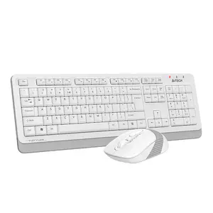 A4Tech FG1010S Multimedia 2.4GHz Wireless Keyboard and Mouse Combo Set, FGK10 Multimedia Keyboard, FG10S Silent Click Mouse, 2000 DPI Adjustable Sensor, White Edition