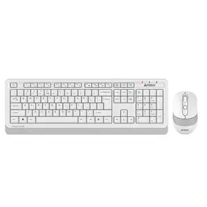 A4Tech FG1010S Multimedia 2.4GHz Wireless Keyboard and Mouse Combo Set, FGK10 Multimedia Keyboard, FG10S Silent Click Mouse, 2000 DPI Adjustable Sensor, White Edition