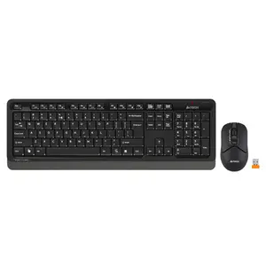 A4Tech FG1012S Multimedia 2.4GHz Wireless Keyboard and Mouse Combo Set, FGK10 Multimedia Keyboard, FG12S Silent Click Mouse, 2000 DPI Adjustable Sensor, 16-in-1 Gesture Support, Black Edition 