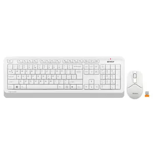 A4Tech FG1012S Multimedia 2.4GHz Wireless Keyboard and Mouse Combo Set, FGK10 Multimedia Keyboard, FG12S Silent Click Mouse, 2000 DPI Adjustable Sensor, 16-in-1 Gesture Support, White Edition 