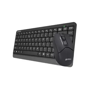 A4Tech FG1112S Multimedia 2.4GHz Wireless Keyboard and Mouse Combo Set , FGK11 Compact Keyboard, FG12 Silent Click Mouse, 1200 DPI Optical Sensor, Splash-Proof Design, Black Edition