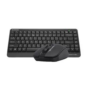A4Tech FG1112S Multimedia 2.4GHz Wireless Keyboard and Mouse Combo Set , FGK11 Compact Keyboard, FG12 Silent Click Mouse, 1200 DPI Optical Sensor, Splash-Proof Design, Black Edition