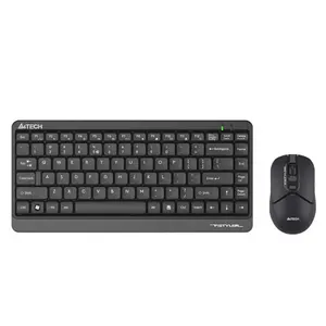 A4Tech FG1112S Multimedia 2.4GHz Wireless Keyboard and Mouse Combo Set , FGK11 Compact Keyboard, FG12 Silent Click Mouse, 1200 DPI Optical Sensor, Splash-Proof Design, Black Edition