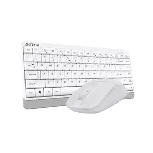 A4Tech FG1112S Multimedia 2.4GHz Wireless Keyboard and Mouse Combo Set, FGK11 Compact Keyboard, FG12 Silent Click Mouse, 1200 DPI Optical Sensor, Splash-Proof Design, White Edition