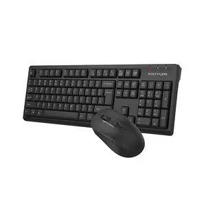 A4Tech FG1200S Multimedia 2.4GHz Wireless Keyboard and Mouse Combo Set, FGK12 Multimedia Keyboard, FG16S Silent Click Mouse, 2000 DPI Adjustable Sensor, Black Edition