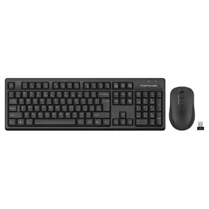 A4Tech FG1200S Multimedia 2.4GHz Wireless Keyboard and Mouse Combo Set, FGK12 Multimedia Keyboard, FG16S Silent Click Mouse, 2000 DPI Adjustable Sensor, Black Edition