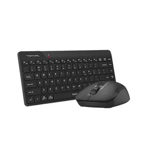 A4Tech FG2200 Air2 QuietKey Multimedia 2.4GHz Wireless Keyboard and Mouse Combo Set, QuietKey Keyboard, Silent Click Mouse, Air Mouse Function, 2000 DPI Adjustable Sensor, Black Edition
