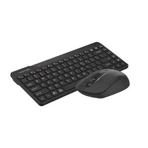 A4Tech FG2200 Air2 QuietKey Multimedia 2.4GHz Wireless Keyboard and Mouse Combo Set, QuietKey Keyboard, Silent Click Mouse, Air Mouse Function, 2000 DPI Adjustable Sensor, Black Edition