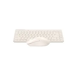 A4Tech FG2200 Air2 QuietKey Multimedia 2.4GHz Wireless Keyboard and Mouse Combo Set, QuietKey Keyboard, Silent Click Mouse, Air Mouse Function, 2000 DPI Adjustable Sensor, Beige Edition