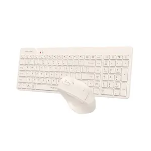 A4Tech FG2400 Air2 QuietKey Multimedia 2.4GHz Wireless Keyboard and Mouse Combo Set, QuietKey Keyboard, Silent Click Mouse, 2000 DPI Adjustable Sensor, Air Mouse Function, Beige Edition