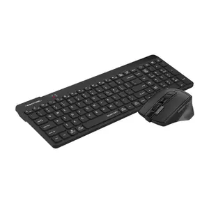A4Tech FG2400 Air2 QuietKey Multimedia 2.4GHz Wireless Keyboard and Mouse Combo Set, QuietKey Keyboard, Silent Click Mouse, 2000 DPI Adjustable Sensor, Air Mouse Function, Black Edition