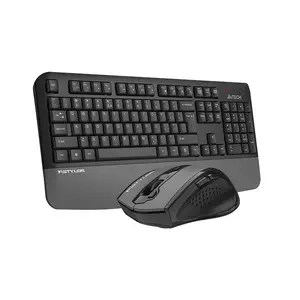 A4Tech FG2500S Plus Multimedia 2.4GHz Wireless Keyboard and Mouse Combo Set, FGK20 Multimedia Keyboard, FG55S Plus Silent Click Mouse, Waterproof Keyboard Design, 2000 DPI Adjustable Sensor, Grey Edition