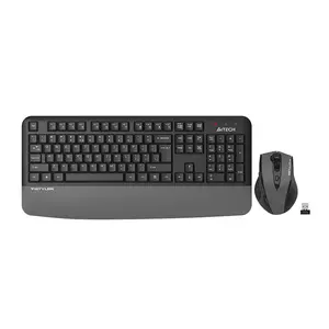 A4Tech FG2500S Plus Multimedia 2.4GHz Wireless Keyboard and Mouse Combo Set, FGK20 Multimedia Keyboard, FG55S Plus Silent Click Mouse, Waterproof Keyboard Design, 2000 DPI Adjustable Sensor, Grey Edition