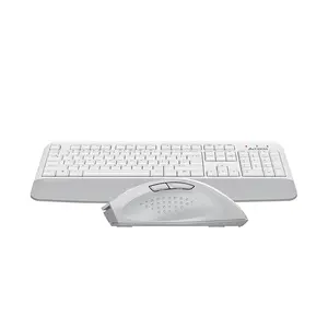 A4Tech FG2500S Plus Multimedia 2.4GHz Wireless Keyboard and Mouse Combo Set, FGK20 Multimedia Keyboard, FG55S Plus Silent Click Mouse, Waterproof Keyboard Design, 2000 DPI Adjustable Sensor, White Edition