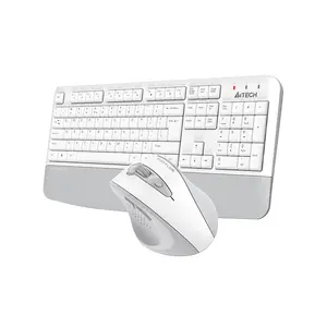 A4Tech FG2500S Plus Multimedia 2.4GHz Wireless Keyboard and Mouse Combo Set, FGK20 Multimedia Keyboard, FG55S Plus Silent Click Mouse, Waterproof Keyboard Design, 2000 DPI Adjustable Sensor, White Edition
