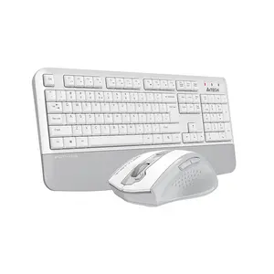 A4Tech FG2500S Plus Multimedia 2.4GHz Wireless Keyboard and Mouse Combo Set, FGK20 Multimedia Keyboard, FG55S Plus Silent Click Mouse, Waterproof Keyboard Design, 2000 DPI Adjustable Sensor, White Edition