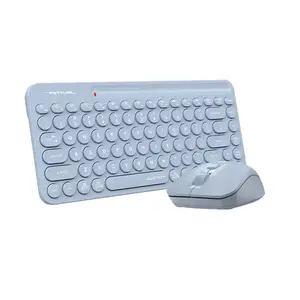 A4Tech FG3200 Air2 QuietKey Compact 2.4GHz Wireless Keyboard and Mouse Combo Set, Silent Click Mouse, 2000 DPI 4-Level Adjustable Sensor, Air Mouse Function, Ultra-Slim Keycaps, Blue Edition