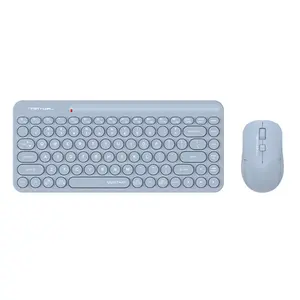 A4Tech FG3200 Air2 QuietKey Compact 2.4GHz Wireless Keyboard and Mouse Combo Set, Silent Click Mouse, 2000 DPI 4-Level Adjustable Sensor, Air Mouse Function, Ultra-Slim Keycaps, Blue Edition